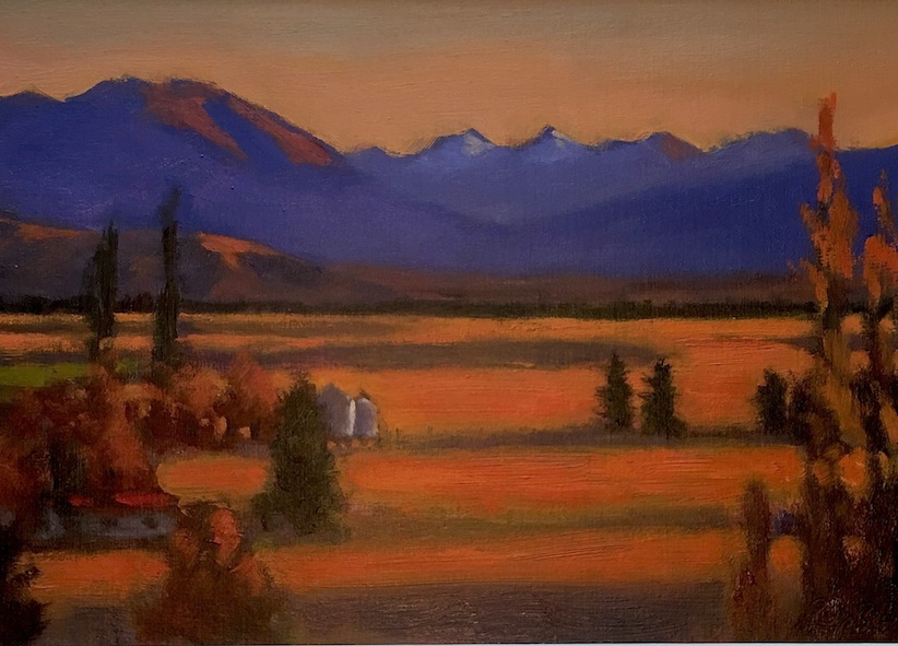 Philip Beadle  |Evening in the MacKenzie Country | oil on board | McAtamney Gallery and Design Store | Geraldine | NZ